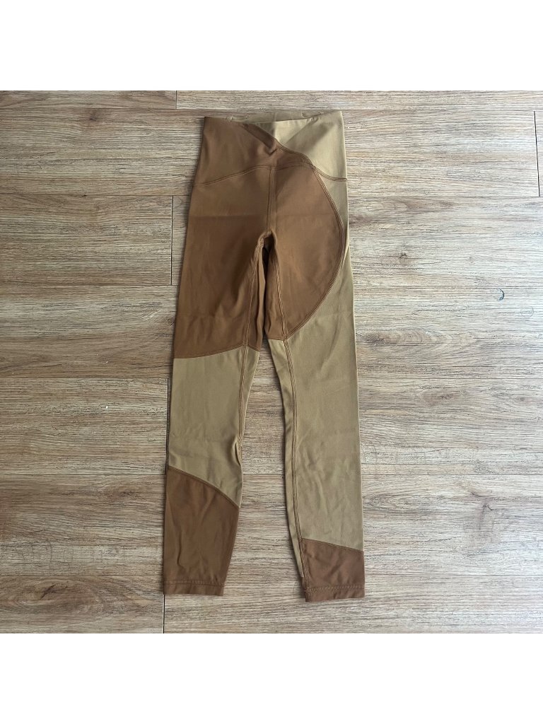 Lululemon Athletic Nulu Colour Block Hr Tight Yoga Pants 25” Copper Brown Sz 0